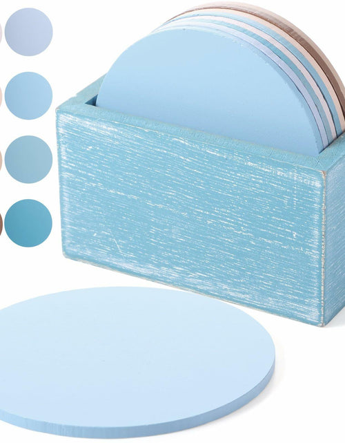 Load image into Gallery viewer, Queekay Wooden Drink Coasters Set of 8 with Holder 4in Grey Marble
