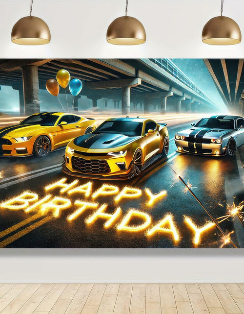 Load image into Gallery viewer, BlissYard Race Car Happy Birthday Banner 70x43" Party Backdrop Decor
