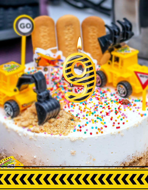 Load image into Gallery viewer, Construction Number 9 Birthday Candle Cake Topper Party Decoration
