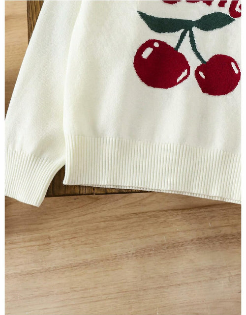 Load image into Gallery viewer, BEAUDRM Girl's Cherry Knit Sweater Long Sleeve Crewneck Apricot Size 11Y
