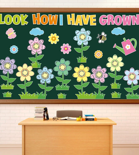 182PCS Spring Bulletin Board Decorations Set Flowers Floral Classroom Decor