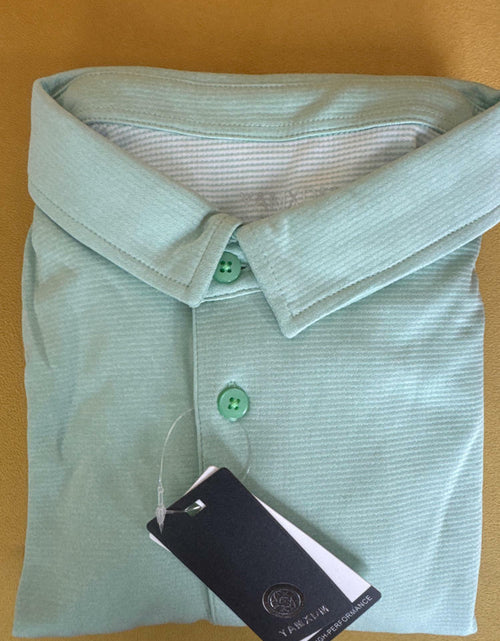Load image into Gallery viewer, YAMXDM Mens Long Sleeve Golf Polo Shirt Moisture Wicking Light Green Size L

