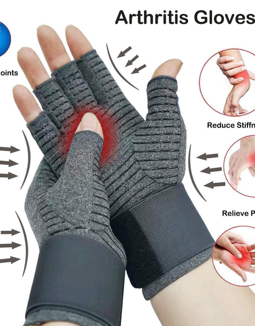 Load image into Gallery viewer, VigorGlove Copper Fit Arthritis Gloves Adjustable Belt Anti-Slip Black 2P Size S
