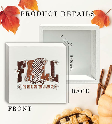 Ty-mh-019 Retro Fall Thanksgiving Wooden Box Sign 5x5 Inches