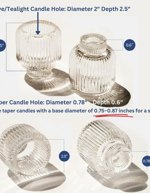 Load image into Gallery viewer, Reversible Glass Candlestick Holders Set of 4 Green Candle Holder Decor
