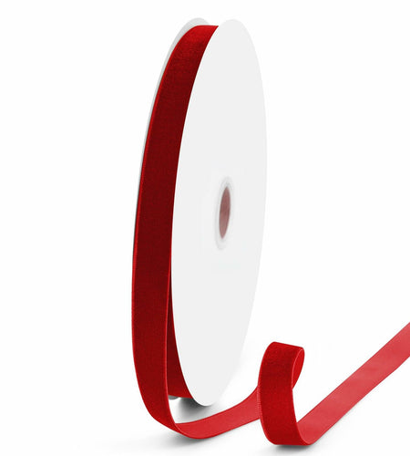 VISPAD Velvet Ribbon 5/8" x 25yd Red Single Face 1 Roll