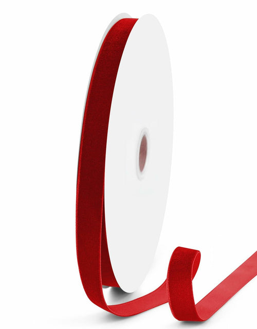 Load image into Gallery viewer, VISPAD Velvet Ribbon 5/8" x 25yd Red Single Face 1 Roll
