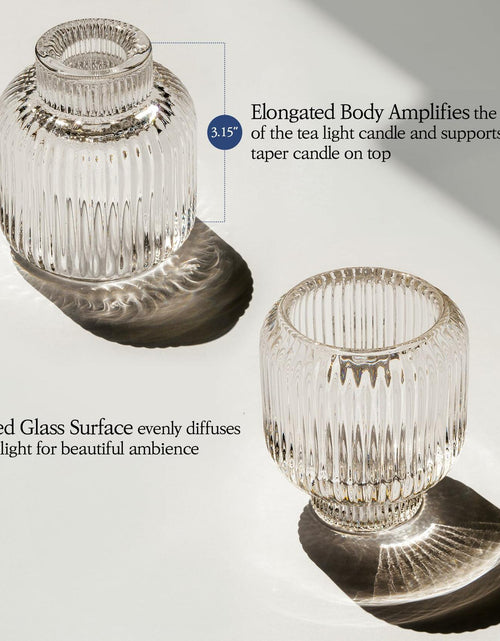 Load image into Gallery viewer, Reversible Glass Candlestick Holders Set of 4 Green Candle Holder Decor
