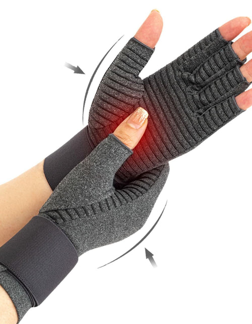 Load image into Gallery viewer, VigorGlove Copper Fit Arthritis Gloves Adjustable Belt Anti-Slip Black 2P Size S
