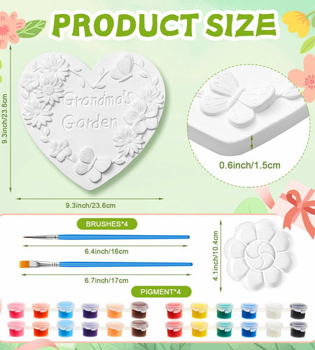 Juexica Grandma's Garden Stepping Stone DIY Paint Kit 10.4 Inch