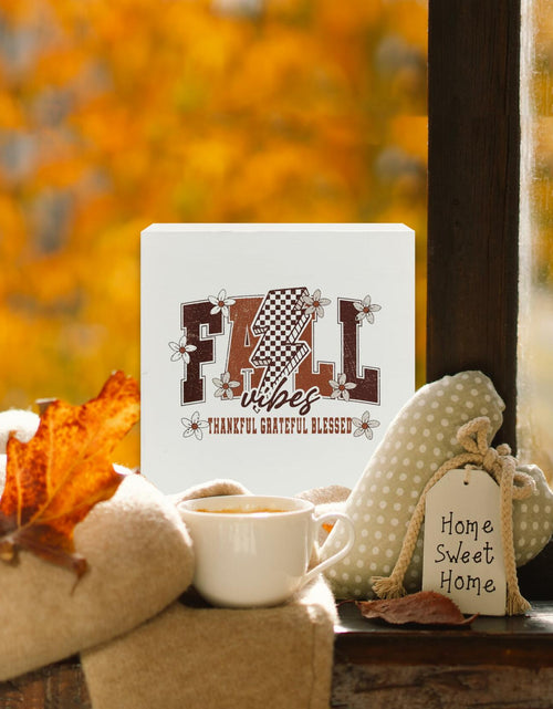 Load image into Gallery viewer, Ty-mh-019 Retro Fall Thanksgiving Wooden Box Sign 5x5 Inches
