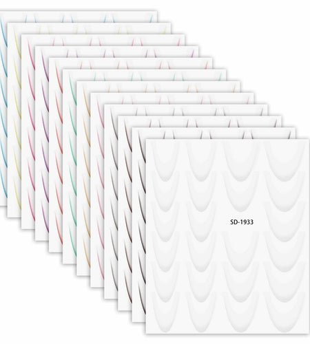 Lnngub Nail Art Stickers French Gradient Stripes White 12 Sheets