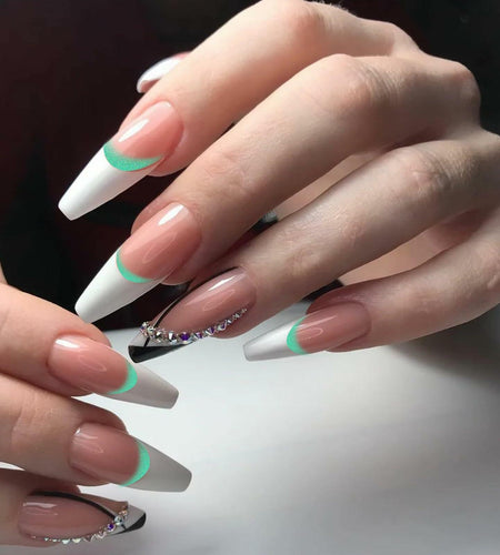 Lnngub Nail Art Stickers French Gradient Stripes White 12 Sheets