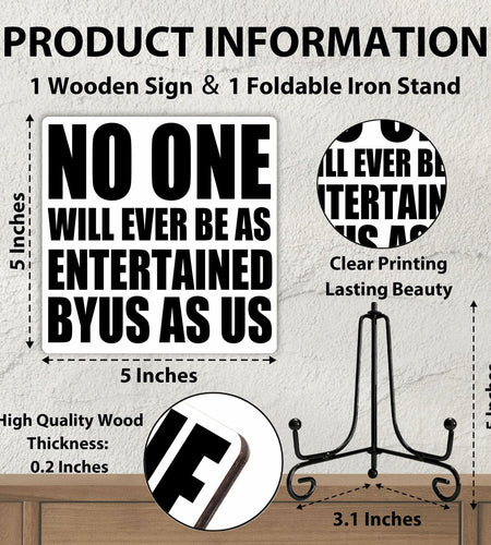 Funny Desk Decor Entertained By Us Sign Home Office Shelf 5x5 Inches