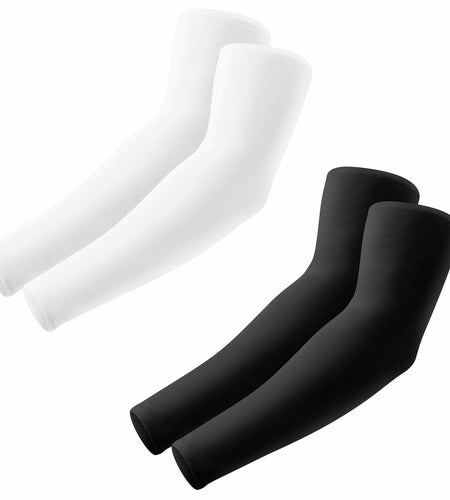 Aprilswan UV Sun Protection Arm Sleeves Compression Cooling 2 Pairs Black/White