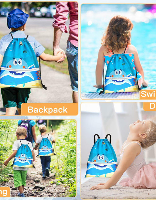 Load image into Gallery viewer, Slohif Kids Drawstring Backpack Green Dinosaur Waterproof Nylon Large
