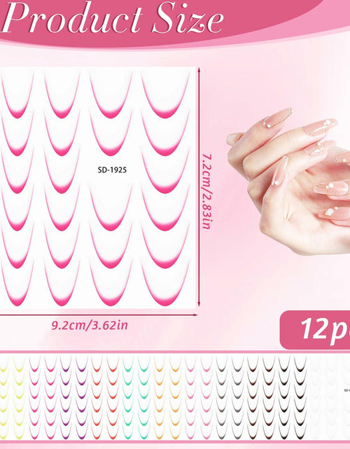 Load image into Gallery viewer, Lnngub Nail Art Stickers French Gradient Stripes White 12 Sheets
