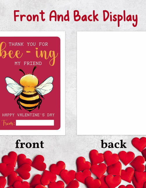 Load image into Gallery viewer, Classroom Valentine's Day Cards Bee Design 5x3.5in 30 Pack Gender Neutral
