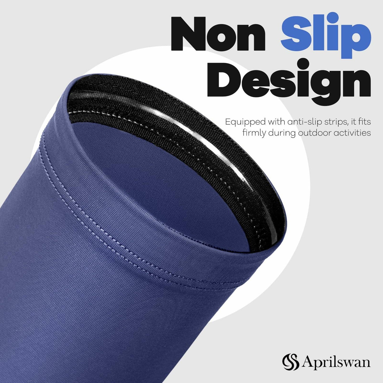 Aprilswan UV Sun Protection Arm Sleeves Non Slip Compression Black 1 Pair