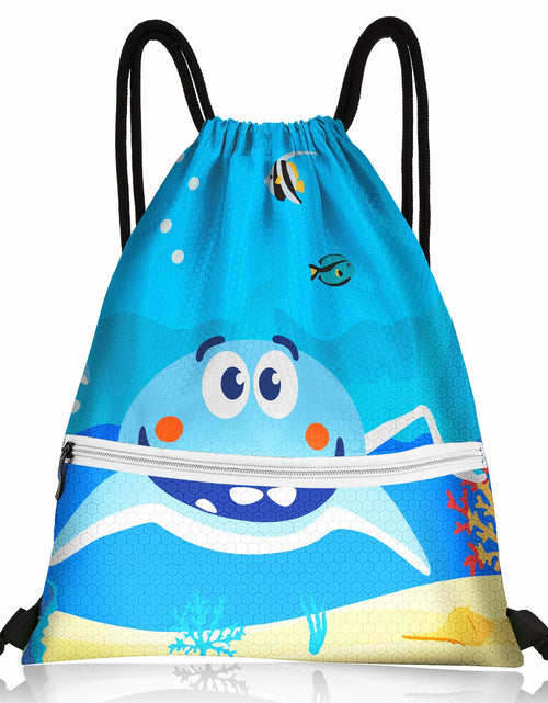 Load image into Gallery viewer, Slohif Kids Drawstring Backpack Green Dinosaur Waterproof Nylon Large
