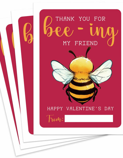 Load image into Gallery viewer, Classroom Valentine's Day Cards Bee Design 5x3.5in 30 Pack Gender Neutral
