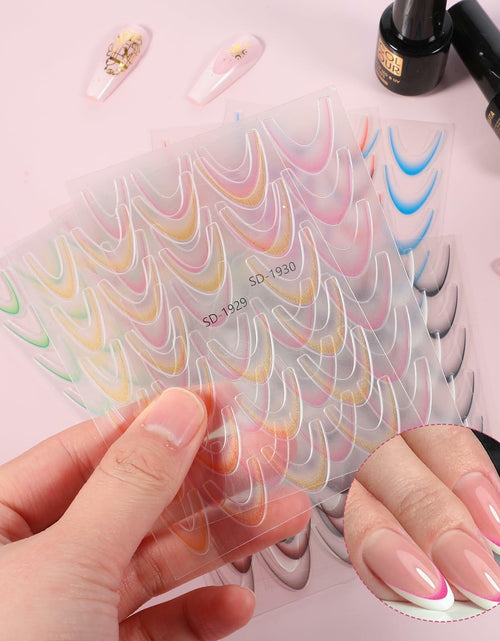 Load image into Gallery viewer, Lnngub Nail Art Stickers French Gradient Stripes White 12 Sheets
