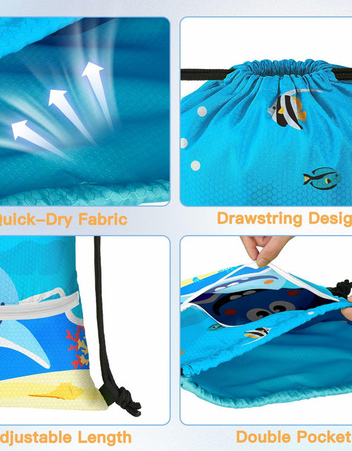 Load image into Gallery viewer, Slohif Kids Drawstring Backpack Green Dinosaur Waterproof Nylon Large
