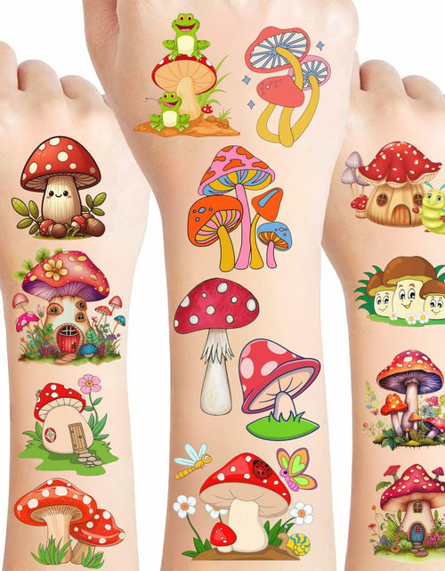 Load image into Gallery viewer, Mushroom Temporary Tattoos 50Pcs Cute Funny Stickers for Kids Boys Girls

