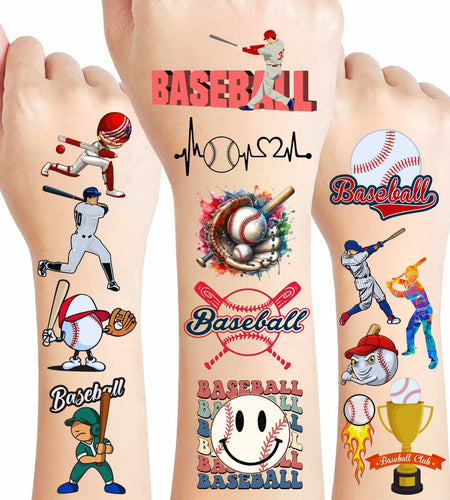 Baseball Temporary Tattoos 72 Pcs 6 Sheets Sport Party Favors Gift Idea