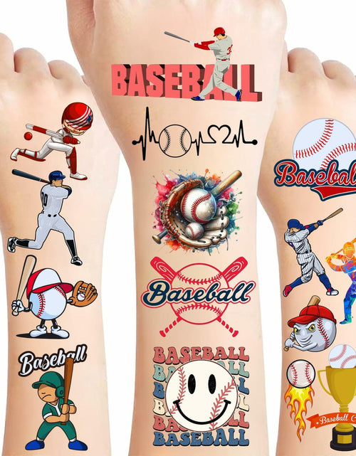 Load image into Gallery viewer, Baseball Temporary Tattoos 72 Pcs 6 Sheets Sport Party Favors Gift Idea
