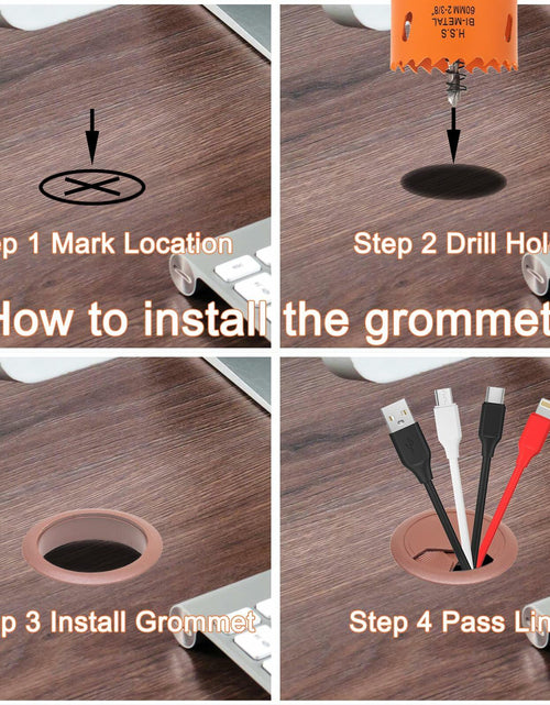 Load image into Gallery viewer, VIKITON Desk Grommet 2-3/8" Hole Saw Cord Cover 2 PCS Brown
