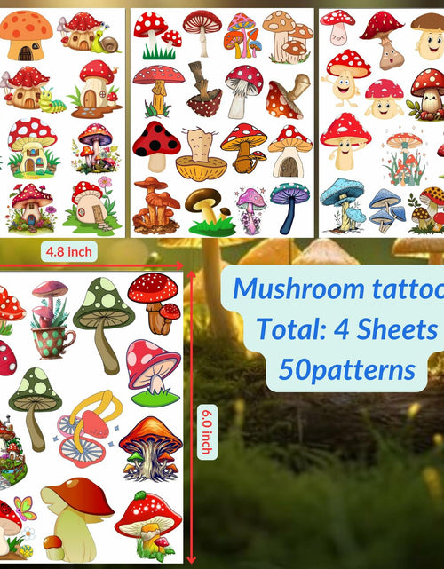 Load image into Gallery viewer, Mushroom Temporary Tattoos 50Pcs Cute Funny Stickers for Kids Boys Girls
