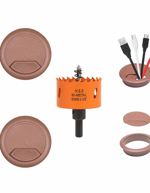 Load image into Gallery viewer, VIKITON Desk Grommet 2-3/8" Hole Saw Cord Cover 2 PCS Brown
