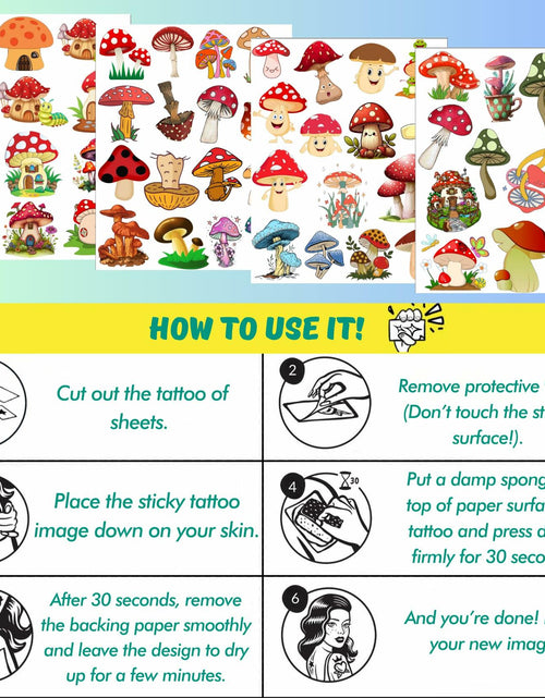 Load image into Gallery viewer, Mushroom Temporary Tattoos 50Pcs Cute Funny Stickers for Kids Boys Girls
