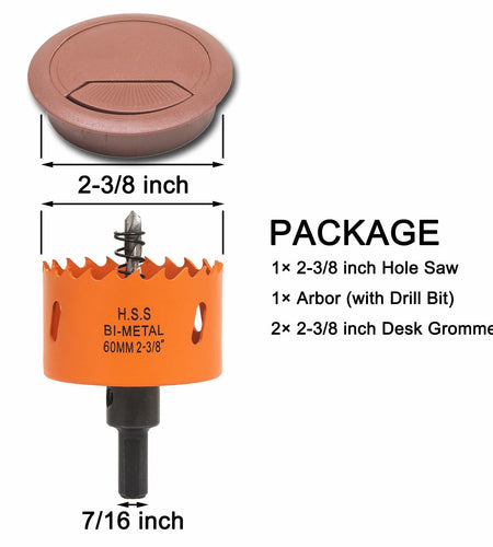 VIKITON Desk Grommet 2-3/8" Hole Saw Cord Cover 2 PCS Brown