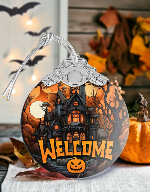 Load image into Gallery viewer, Welcome to The Haunted House Stained Glass Christmas Ornament Holiday Decor
