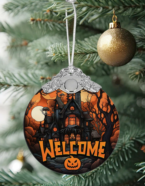 Load image into Gallery viewer, Welcome to The Haunted House Stained Glass Christmas Ornament Holiday Decor
