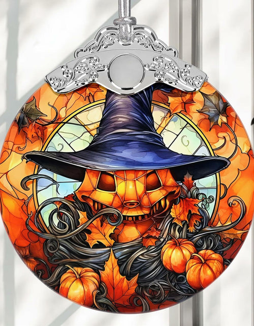 Load image into Gallery viewer, Terrifying Pumpkin Stained Glass Christmas Ornament Holiday Decoration

