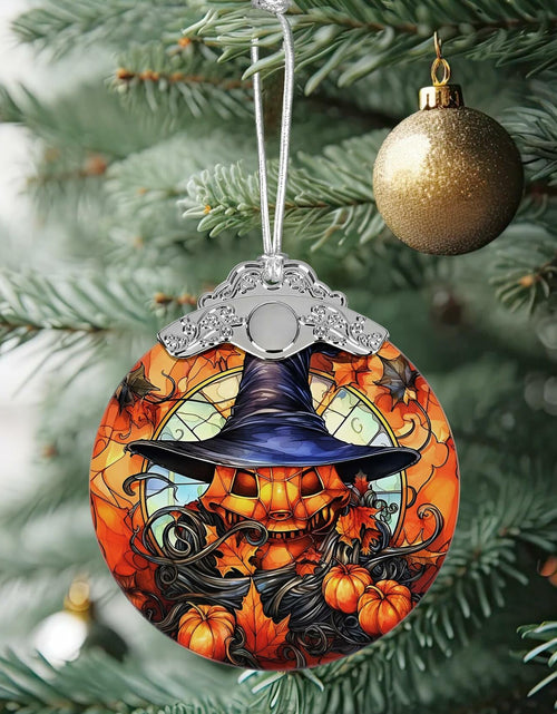 Load image into Gallery viewer, Terrifying Pumpkin Stained Glass Christmas Ornament Holiday Decoration
