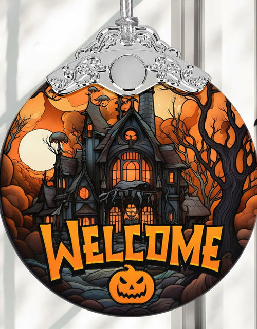 Load image into Gallery viewer, Welcome to The Haunted House Stained Glass Christmas Ornament Holiday Decor

