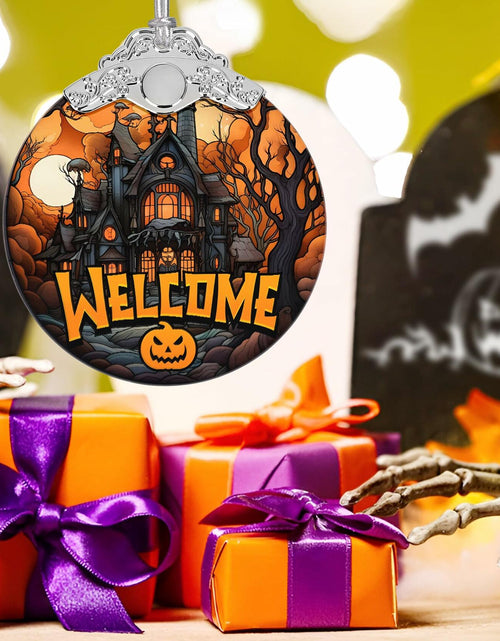 Load image into Gallery viewer, Welcome to The Haunted House Stained Glass Christmas Ornament Holiday Decor
