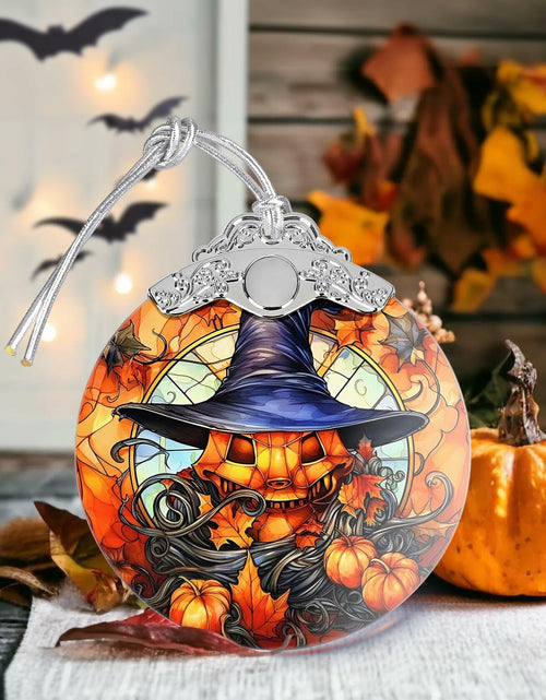 Load image into Gallery viewer, Terrifying Pumpkin Stained Glass Christmas Ornament Holiday Decoration

