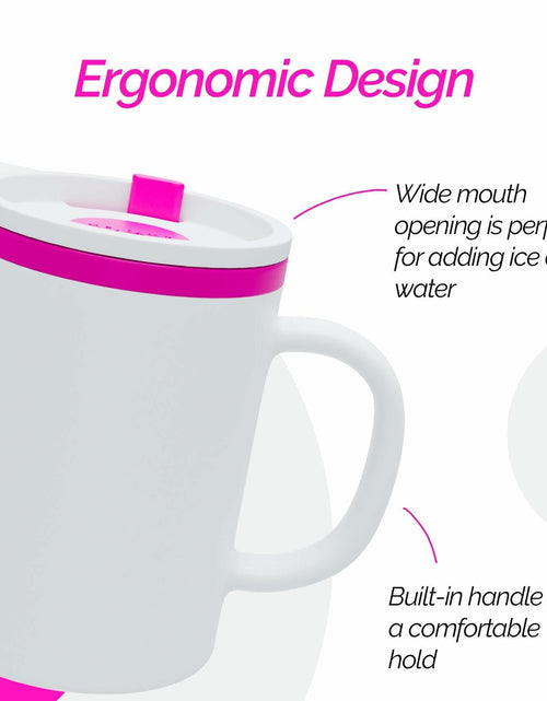 Load image into Gallery viewer, Copco Desk Mug 16 oz Double-Wall Insulated Spill-Resistant Pink BPA-Free
