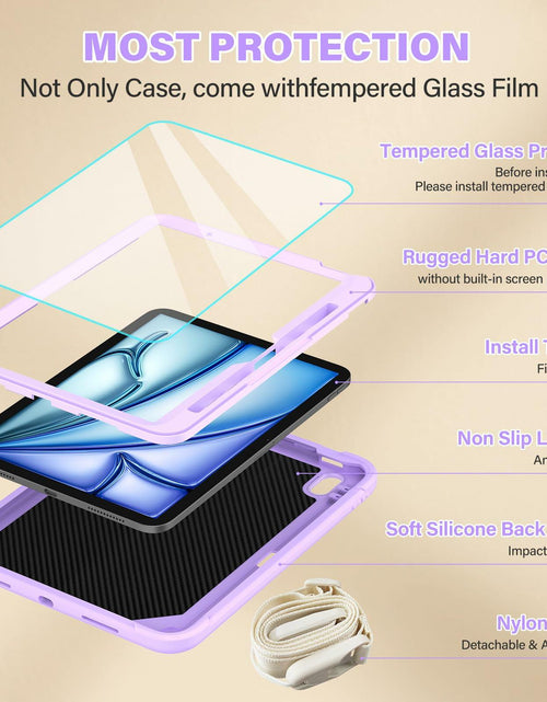 Load image into Gallery viewer, TOMORRY iPad Air 11 Inch Case M3 2025 M2 2024 Purple Tempered Glass
