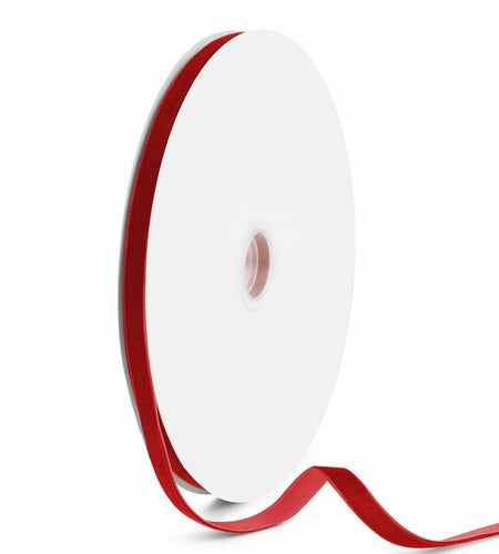 VISPAD Velvet Ribbon 3/8" x 25yd Red Single Face 1 Roll