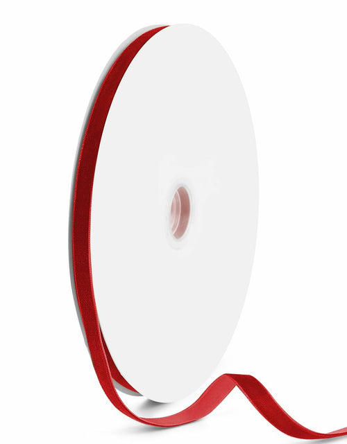 Load image into Gallery viewer, VISPAD Velvet Ribbon 3/8" x 25yd Red Single Face 1 Roll
