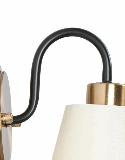 Load image into Gallery viewer, GEPOW Black Gold Wall Sconce Modern Fabric Shade Bathroom Wall Light
