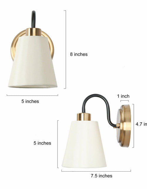 Load image into Gallery viewer, GEPOW Black Gold Wall Sconce Modern Fabric Shade Bathroom Wall Light
