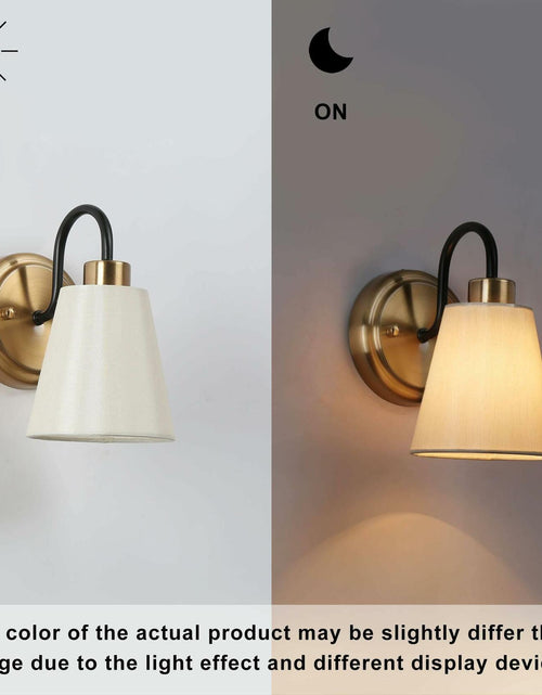 Load image into Gallery viewer, GEPOW Black Gold Wall Sconce Modern Fabric Shade Bathroom Wall Light
