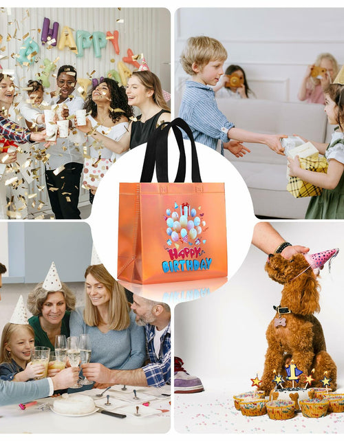 Load image into Gallery viewer, cabzymx Birthday Gift Bags with Handles Yellow Balloons Pattern 18 Pc Small
